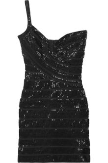 Hervé Léger Beaded One-shoulder Bandage Dress - Lyst