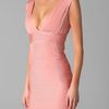 Hervé Léger Novelty Essentials V Neck Dress in Pink (blush) - Lyst