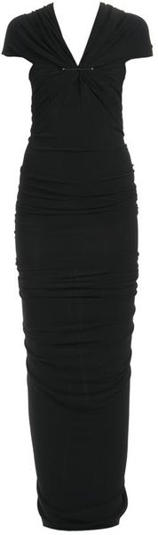 Lanvin Draped Décolleté Techno Jersey Dress - Lyst