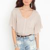 Nasty Gal Ruffled Batwing Blouse in Beige (cream) - Lyst
