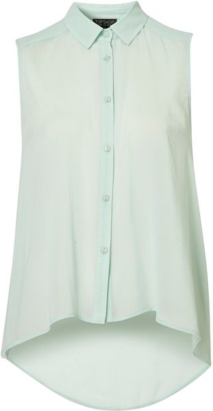 Topshop Drop Back Sleeveless Shirt - Lyst