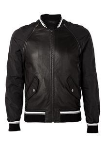 D&G Black Perforated Leather Zip Sleeve Bomber - Lyst