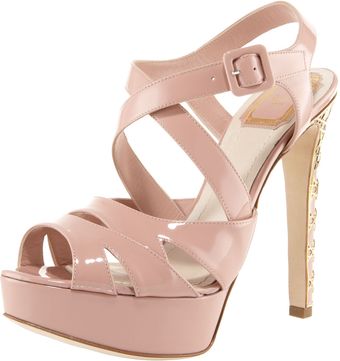  Cannage-heel Platform Sandal 