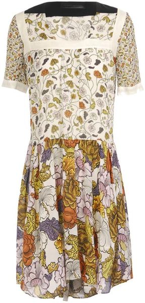Proenza Schouler Floral Printed Silk Georgette Dress in Multicolor (white) - Lyst