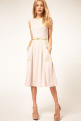 ASOS Collection  Midi Dress with Belt and Pleat Detail