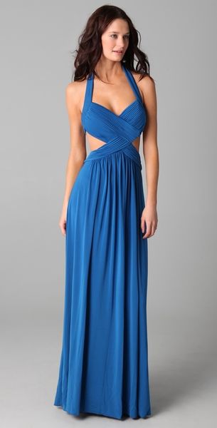 Bcbgmaxazria Jordana Long Cutout Gown in Blue - Lyst