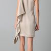 Robert Rodriguez Asymmetrical Sleeve Slim Dress in Beige - Lyst