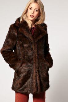 ASOS Collection Asos Faux Fur Coat with Lapel - Lyst