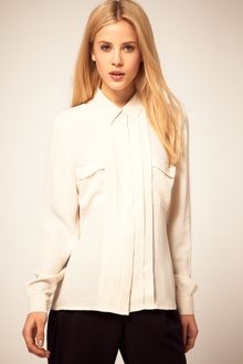 ASOS Collection Asos Blouse with Collar and Pintucks - Lyst