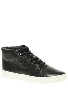 Asos Asos Padded Cuff Leather Mid Cut Trainers - Lyst