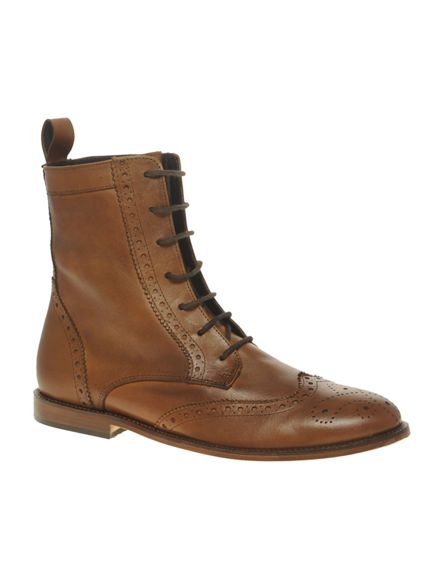 Asos Asos Leather Sole Brogue Boots in Brown for Men (tan) | Lyst