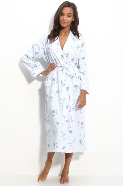 Carole Hochman Designs Quilted Knit Robe in White (winter garden roses) - Lyst