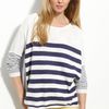 Caslon® Button Back Stripe Sweater in Blue (blue cobalt stripe) - Lyst