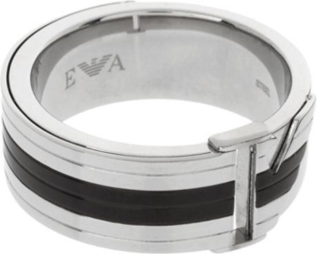 Emporio Armani Stainless Steel Split Eagle Ring in Silver for Men - Lyst
