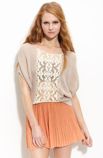 Free People Lace & Metallic Knit Crop Sweater - Lyst