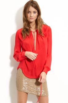 Haute Hippie Tie Neck Silk Blouse - Lyst