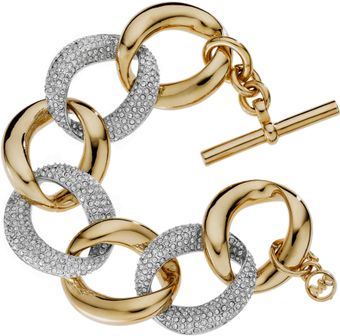 Michael Kors Pave Link Bracelet, Golden - Lyst