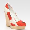 Yves Saint Laurent Floral Canvas Platform Wedge Pumps in Beige (ivory) - Lyst