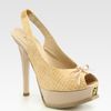 Fendi Sta Woven Straw Peep Toe Slingback Platform Pumps in Yellow (nude) - Lyst