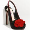 Prada Rosette Trim Platform Sandal in Black (nero/ rosso) - Lyst