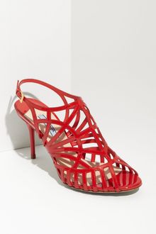 Prada Caged Patent Leather Sandal - Lyst