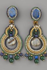 Ranjana Khan Lapis & Crystal Chandelier Earrings