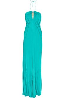 Roberto Cavalli Embellished Satin-Jersey Halterneck Gown - Lyst
