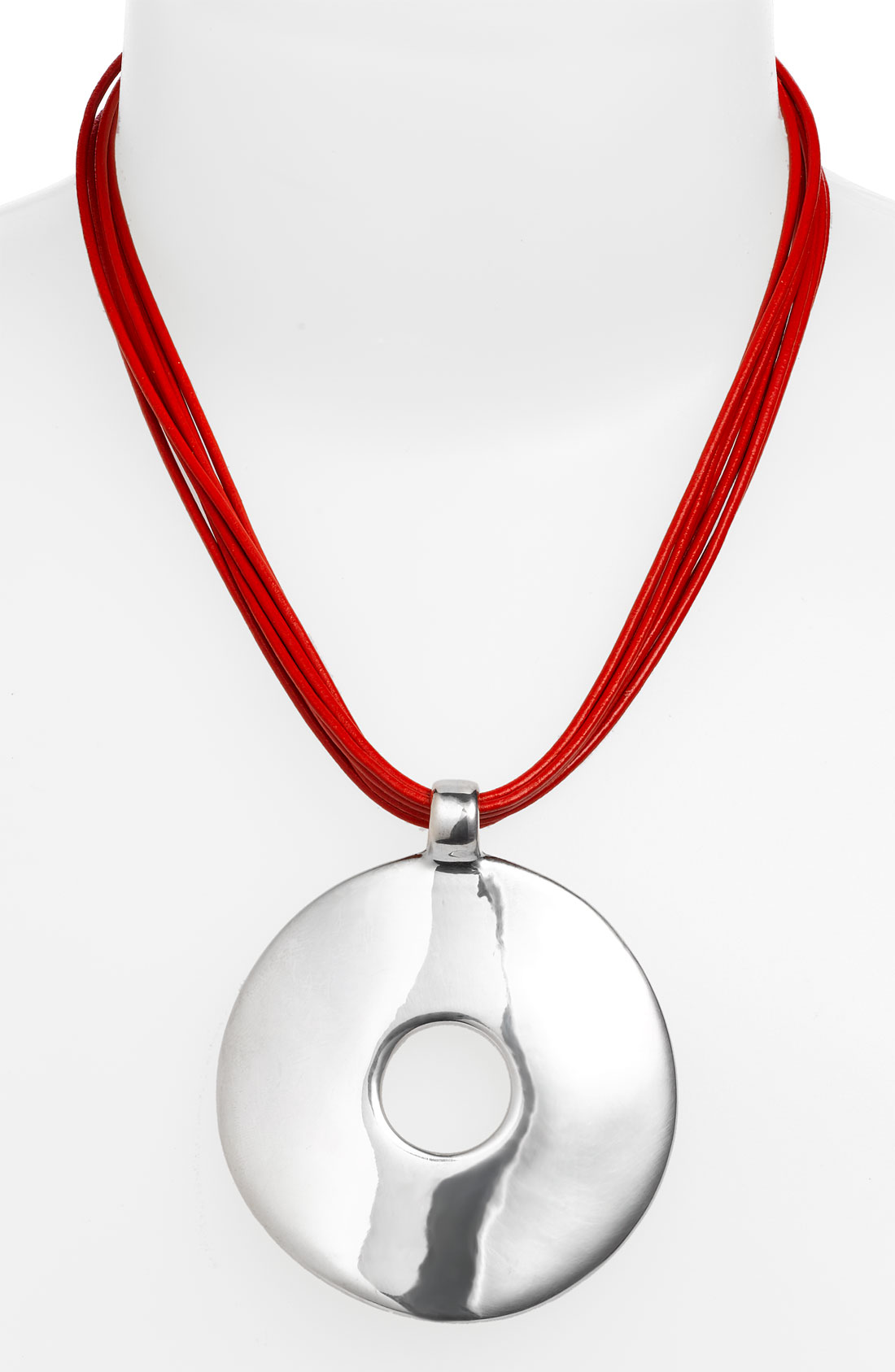 Simon Sebbag Multi Strand Leather Necklace in Silver (silver/ coral) | Lyst