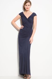 Tadashi Shoji Ruched Mesh Gown - Lyst