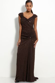 Tadashi Shoji Sequin & Mesh Cap Sleeve Gown - Lyst