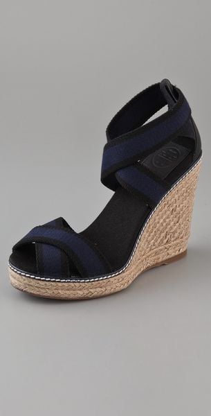 Tory Burch Adonis Wedge Espadrilles in Black - Lyst