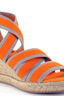 Tory Burch Orange Canvas Espadrille Wedge Sandal - Lyst