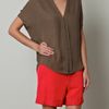Vince Washed Silk Blouse in Brown (taupe) - Lyst