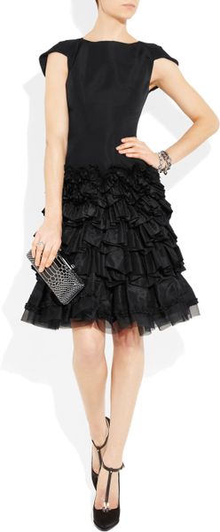 Zac Posen Ruffled Silk Twill And Silk Faille Dress In Black Lyst 7394