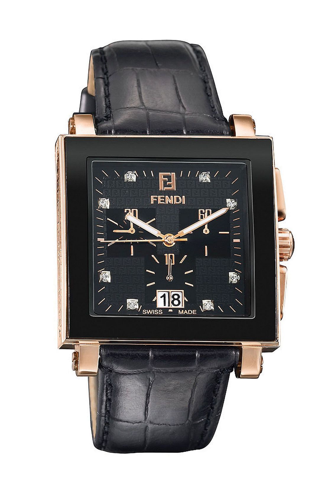 Fendi Chronograph Ceramic Watch with Leather Band in Gold for Men (rose