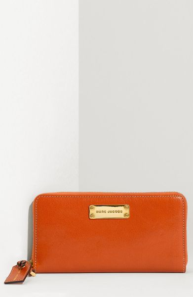 Marc Jacobs Wellington Deluxe Goatskin Wallet in Brown (pumpkin) - Lyst