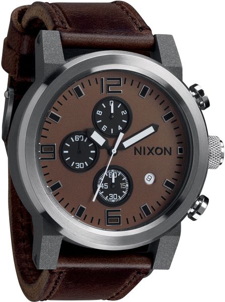 Nixon The Ride Leather Strap Watch in Brown for Men | Lyst