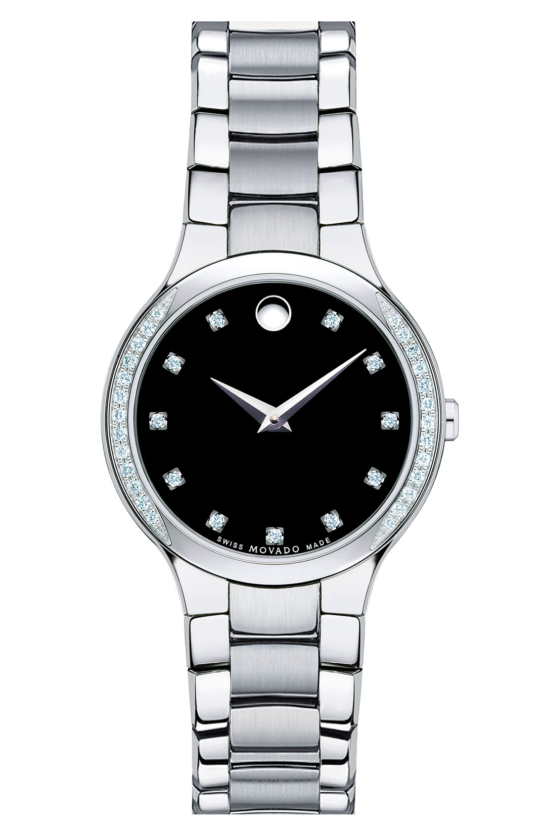 Movado Serio Ladies Diamond Bracelet Watch in Silver