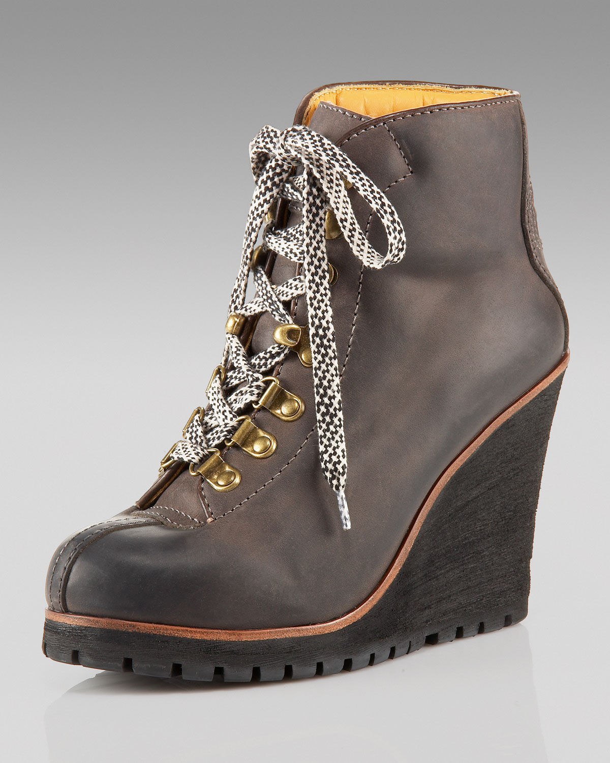 wedge lace up booties