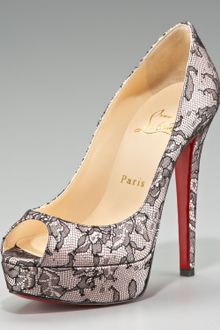 Christian Louboutin Lace Peep-toe Platform Pump - Lyst