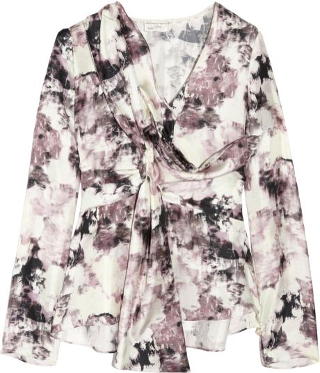 Emanuel Ungaro Printed Silksatin Blouse in Pink - Lyst