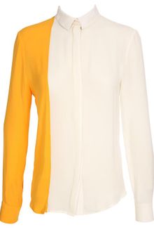 Pedro Lourenco Two Tone Silk Crepe Blouse - Lyst