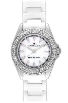 Ak Anne Klein Crystal & Ceramic Bracelet Watch - Lyst