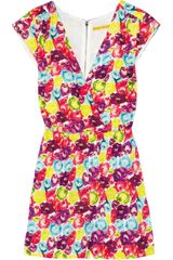 Alice + Olivia Stella Floral-print Stretch-silk Playsuit