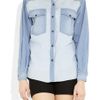 Etoile Isabel Marant Guan Patchwork Denim and Plaid Shirt in Blue (denim) - Lyst