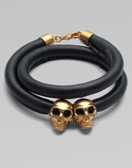 alexander mcqueen leather skull bracelet