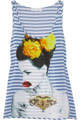 Richard Nicoll Striped Printed Silk Crepe De Chine Tank