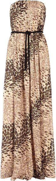  Strapless Lurex Leopard Print Maxi Dress 