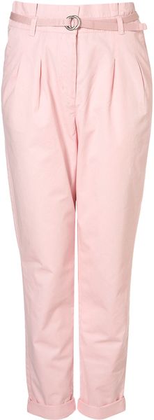 Topshop High Waisted Chino in Pink - Lyst