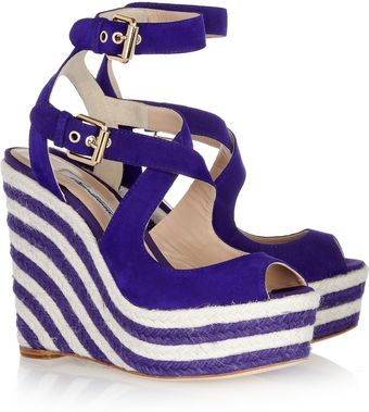 Brian Atwood April Suede Espadrille Wedge Sandals - Lyst